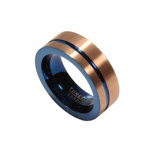 Classic Men Titanium Steel Two Tone Wedding Ring Brushed Rose Gold Blue Inner Band Fashion Jewelry Engagement Finger Ring