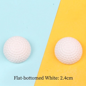 Detailed view of 2.4cm flatback white resin golf ball bead for DIY jewelry making