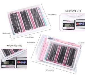 DIY individual eyelash set including multi-size lash clusters, tweezers and brush