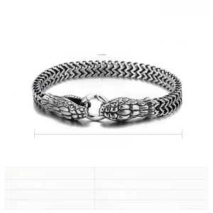 Détail du bracelet serpent en acier inoxydable de 8mm avec longueur 210mm et poids de 37g