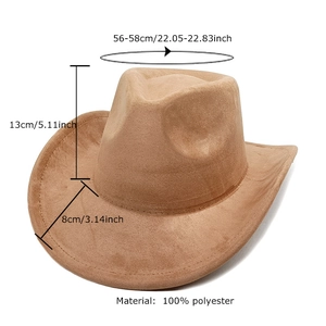 Classic khaki faux suede cowboy hat with wide brim for men and women minimalist style