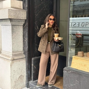 Blazer Doppio Petto In Camoscio Retro Da Donna Manica Lunga Revers Casual Elegante Giacca Autunno Inverno