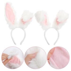 Macro detail of plush rabbit ear headband fabric texture and soft pink inner lining
