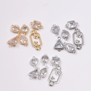 Connecteurs de bijoux 14K dorés et argentés avec zircons en cœur et goutte pour DIY