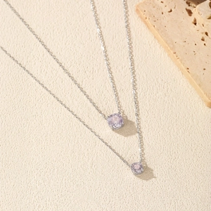 S925 sterling silver necklace featuring a lavender octagon rose cut gemstone pendant