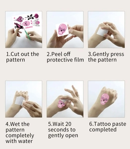 Detailed step-by-step tutorial for applying rose skull temporary tattoos on skin