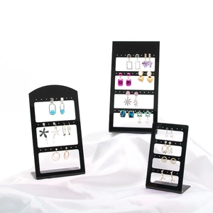 Soporte Exhibición Pendientes Acrílico Hueco Organizador Joyas Estante Para Dormitorios Y Escaparates Mostrador Negro