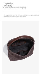 Interior view of large woven tote bag showing the zipper pocket and ample storage space