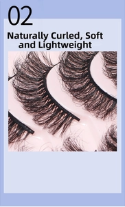 Detailed macro view of 10 pairs of dense, natural curly false eyelashes in black