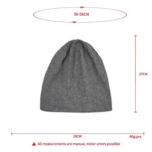 Berretto grigio in maglia a nido d'ape per adulti dimensioni 28x27cm e taglia 56-58cm
