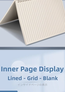 Detail of B5 spiral notebook pages showing ruled, grid, and blank paper options