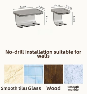Detail of magnetic wall-mounted toothbrush holder showing dimensions and waterproof material