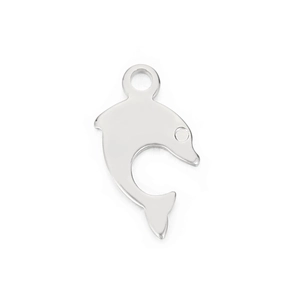 Polished silver stainless steel dolphin pendant with minimalist creative animal design