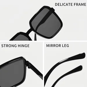Klassische schwarze quadratische Sonnenbrille mit braunen Gläsern und poliertem Rahmen