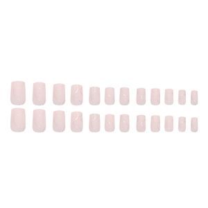 Unghie finte rosa minimaliste con linee glitterate argento in set da 24 pezzi