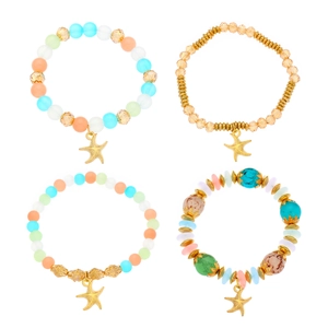 Bracciali multistrato in stile bohémien con perline di cristallo e ciondoli stella marina