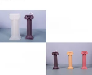 Dettaglio dello stampo in silicone per pilastri romani con candele in stile colonna ionica
