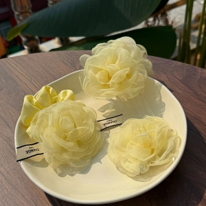 Yellow Rose Organza Flower Hair Clips And Claw Clips Sweet Floral Fabric Hair Accessories For Women Girls