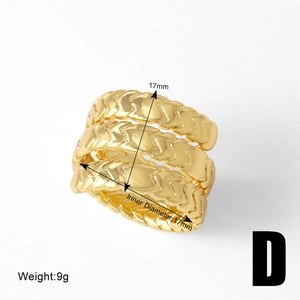 Detailed view of 18k gold plated wide textured ring with 17mm inner diameter and 9g weight
