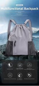Wasserabweisender Oxford-Stoff Kordelzug Rucksack mit geräumigen Fächern und Vordertasche.