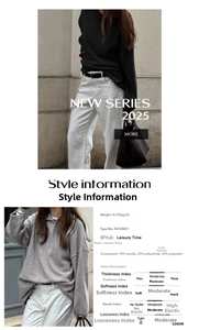 Detailed size chart for minimalist long-sleeve knit hoodie in grey and black colors