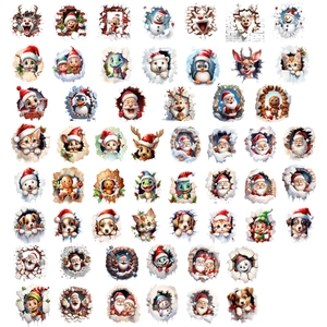 56-piece Christmas stickers set featuring Santa, reindeer, and 3D animals for gifts