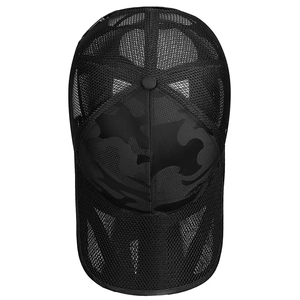 Casquette de baseball en mesh camouflage noir respirante avec sangle réglable pour le soleil