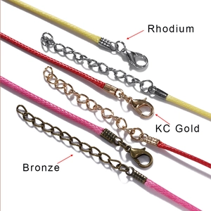 Collier en cordon ciré DIY avec fermoir homard et chaîne d'extension en jaune, rouge et rose