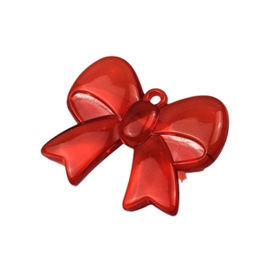 Translucent red acrylic bow pendant with top ring for DIY jewelry making and charms