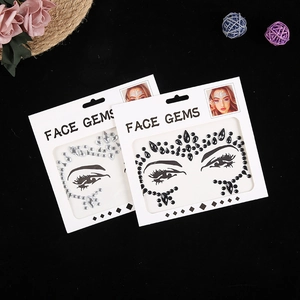 Gesichtsjuwelen-Aufkleber in Schwarz und klarem Strass für Musikfestival-Party-Make-up