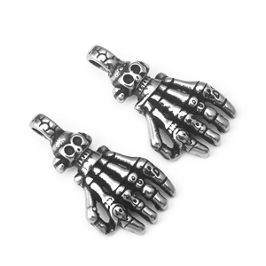 Pendentif vintage en acier inoxydable main de squelette pour bijoux DIY style hip hop