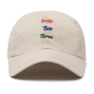 Quick-dry baseball cap with colorful letter embroidery and breathable laser-cut holes