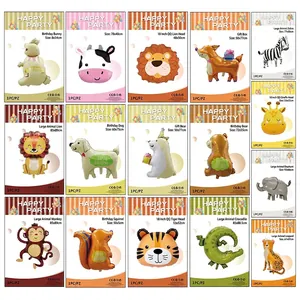 Cartoon animal foil balloons set for birthday parties featuring lions tigers and monkeys