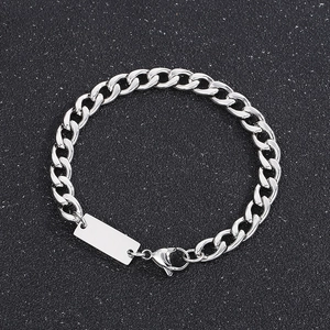 Customizable 7mm stainless steel Cuban chain necklace with blank ID tag for men