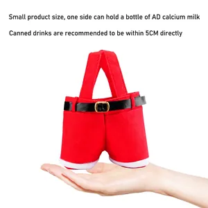Sac cadeau de Noël en forme de pantalon rouge avec ceinture pour petites bouteilles et bonbons