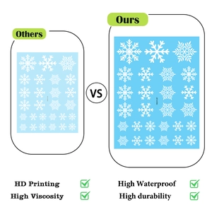 Detail of waterproof white snowflake stickers with HD printing and strong adhesive
