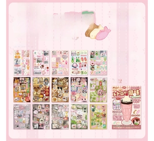 Detail of vintage cafe stickers with star film finish for scrapbooking and decoration