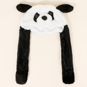 Cute Panda Moving Ears Plush Hat Warm Earflap Winter Headwear Novelty Animal Cap For Women And Girls