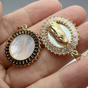 Pendentif Guadalupe en nacre et zircone collier plaque or accessoires pour bijoux DIY