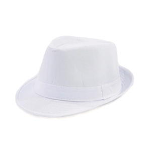 Classic white Panama fedora hat featuring a breathable fabric weave and tonal decorative band