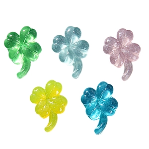 Transparent colorful resin four-leaf clover charms for DIY jewelry and hair accessories