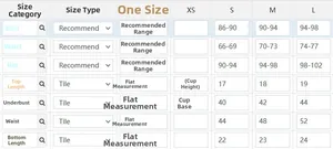 Detailed size guide table for floral bikini set showing bust waist and hip measurements