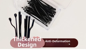 Macro detail of thick wave bobby pins set in a transparent storage box for hair styling