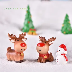 Set de figurines de Noël en résine avec renne et bonhomme de neige pour micro paysage