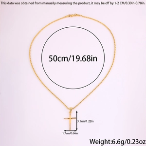 Detailed size specifications for gold stainless steel cross necklace with 50cm chain