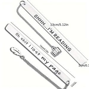 Stainless Steel Bookmark Engraved Funny Quotes Metal Page Marker With Book Feather Pendant For Readers Book Lovers