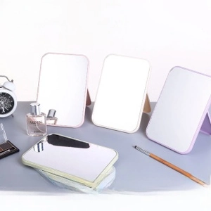 Adjustable folding stand mechanism of the rectangular portable makeup mirror