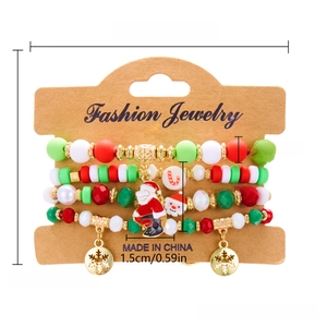 Detailed size specifications for Christmas acrylic beaded bracelets with Santa charms