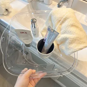 Transparent square plastic washbasin with 5L scale markers for home and dorm use