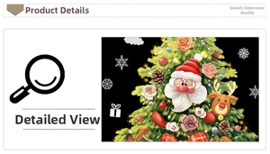 Cartoon Christmas wall decal featuring Santa Claus, reindeer, and tree on black background